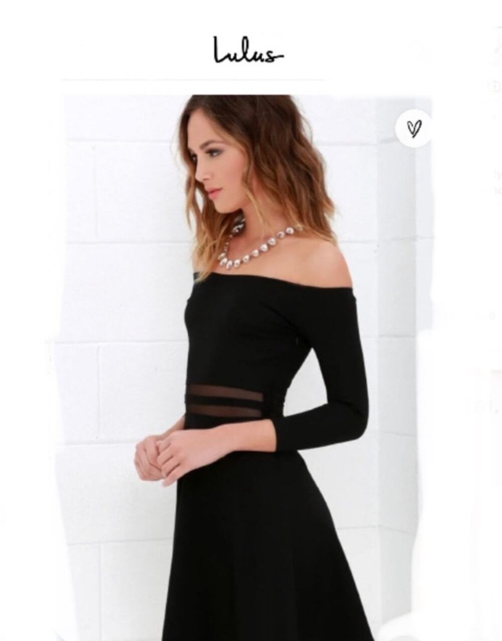 Lulus Yes to the Mesh off the shoulder Skater flare mini dress in Black Size S